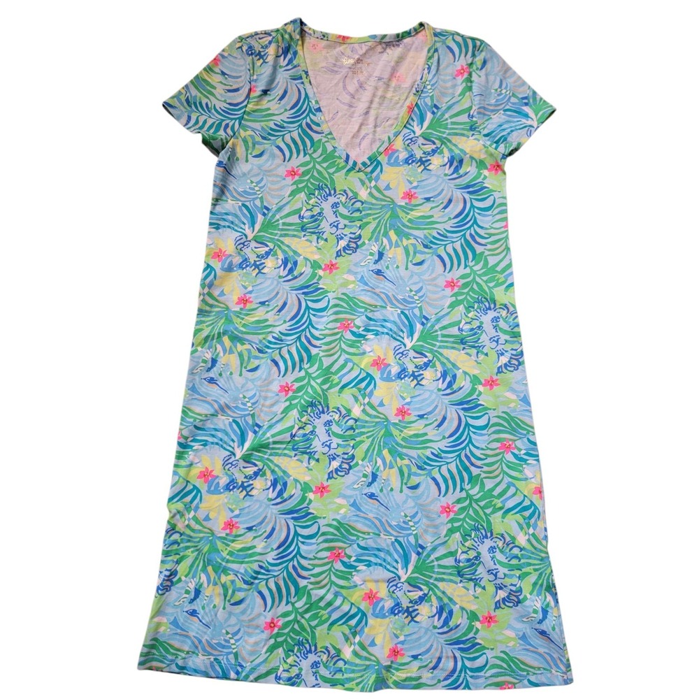 NWOT Lilly Pulitzer Etta T-Shirt Dress XXS S Frond Lion Cotton Resort Preppy